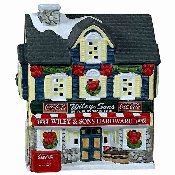 Vintage Coca Cola 1997 Town Square Village House Light Up Wiley Sons Hardware - Picture 2 of 16
